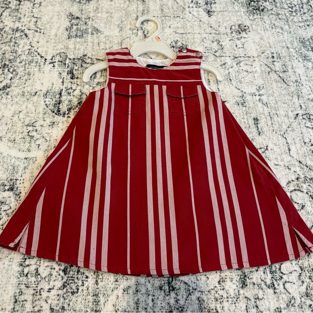 Burberry Kids Dress in Red and White Stripes